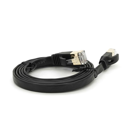 Патч-корд литий плоский WEEPDA, UTP, RJ45, Cat.7, 1m, Cu, чорний | Зображення 1