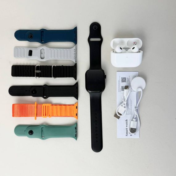 Комплект S1000 Pro Max - Smart Watch / Air Pro 2 / 7 ремінців (Чорний) | Зображення 5