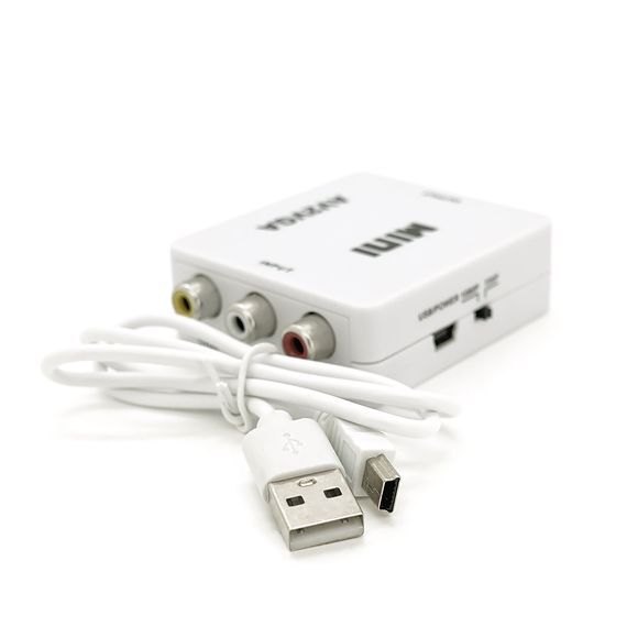 Конвертер Mini, AV to VGA, ВХІД 3RCA(мама) на ВИХІД VGA(мама), 720P/1080P, White, BOX | Зображення 3