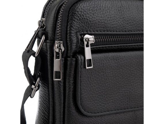 Шкіряна чоловіча сумка через плече чорна Tiding Bag 4134A | Зображення 5