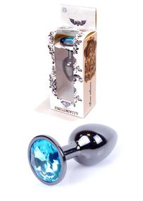 Анальна пробка B - Series HeavyFun Jawellery Dark Silver, світло-блакитна