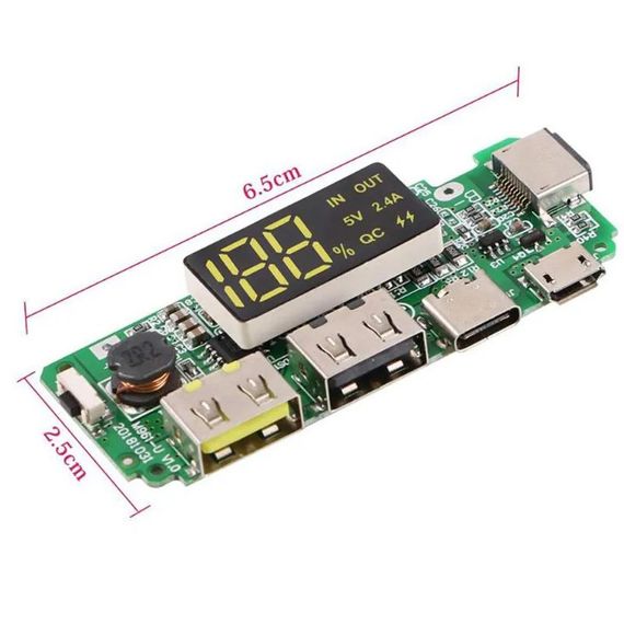 Модуль для Powerbank с быстрой зарядкой 2,1А