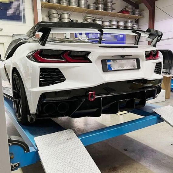 Накладка на задний бампер (2019-2022, Карбон) для Chevrolet Corvette C8 2019- гг | Зображення 1