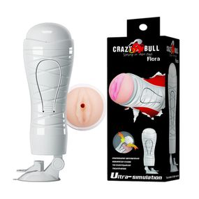 Мастурбатор-вагіна Crazy Bull Flora на присосці, зі стимуляцією стискання, 28,3 × 9 см Sex Aura