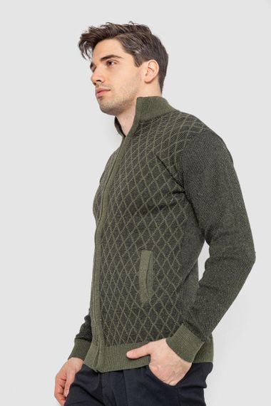 Кофта чоловіча на блискавці з кишенями 161R1053, колір хакі, 161R1013 | Зображення 2