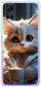 Чохол на Vivo Y53s Білий кіт "5646sp-2438-2448"