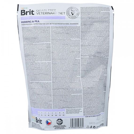 Корм сухий Brit Grain Free VetDiet Cat Gastrointestinal для котів з порушеним травленням з оселедцем лососем яйцем та горохо | Зображення 4