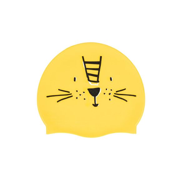 Шапочка для плавання силіконова жовта з принтом лева - ОДИН