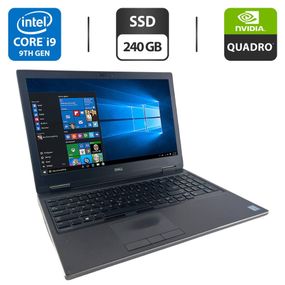 Мобільна робоча станція Dell Precision 7540 / 15.6" (1920x1080) IPS / Intel Core i9-9880H (8 (16) ядер по 2.3 - 4.8 GHz) / 16 GB DDR4 / 240 GB SSD / nVidia Quadro RTX 3000, 6 GB GDDR6, 192-bit / WebCam б/в