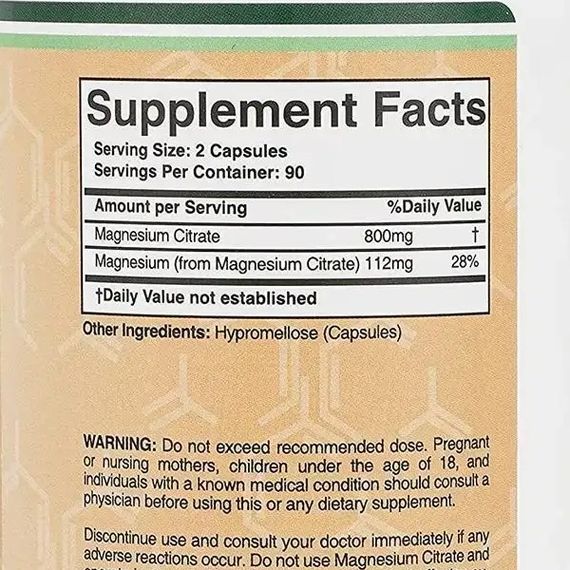 Мікроелемент Магній Double Wood Magnesium Citrate 800 mg 180 Caps | Зображення 1