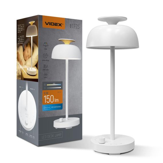 Світлодіодна лампа настiльна з акумулятором VIDEX VL-TF23W 8.5W 4000K+RGB White