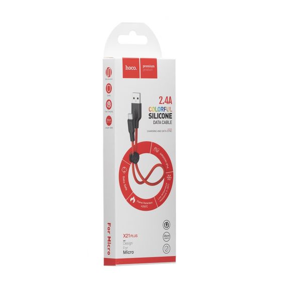 Кабель для зарядки телефона. USB Hoco X21 Plus Silicone Micro 0.25m | Зображення 5