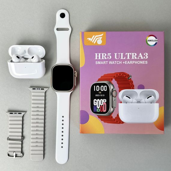 Комплект HR5 Ultra 3 - Watch Ultra / Air Pro 2 / 2 ремінця (Білий) | Зображення 5