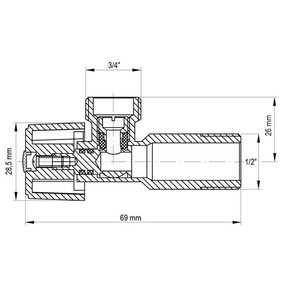 Кран для підключення сантехприладів Koer 1/2x3/4 (KR.511) (KR0102) | Зображення 1