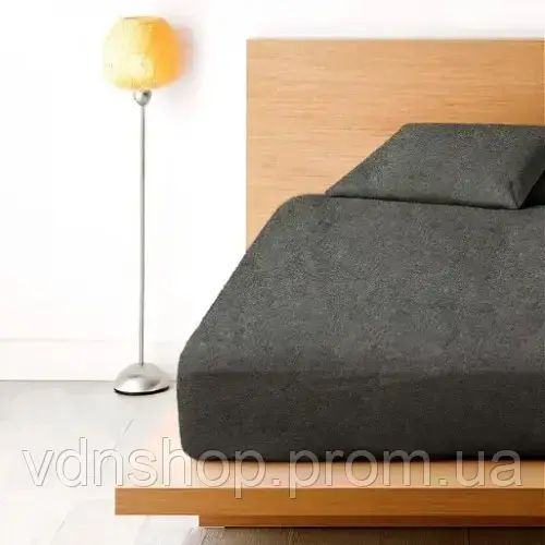 Темно-сіре Простирадло махрове на резинці з наволочками Anisa (220х240+30 см) | Зображення 3