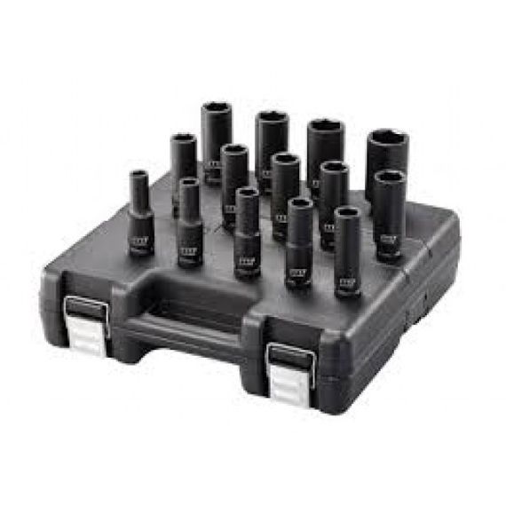 Набір головок ударних 1/2&quot; 14од 10-27мм (продовж.) пластик.кейс