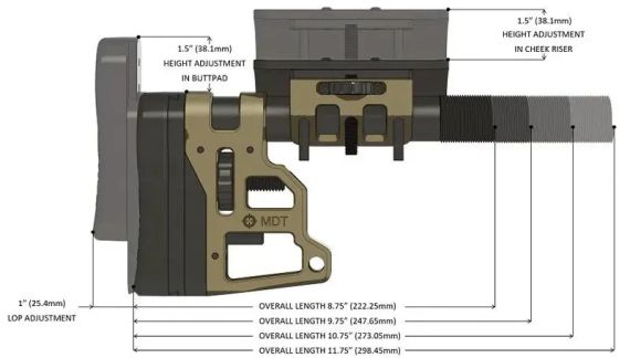 Приклад MDT Skeleton Carbine Stock 9.75. Матеріал - алюміній. Колір - чорний | Зображення 3
