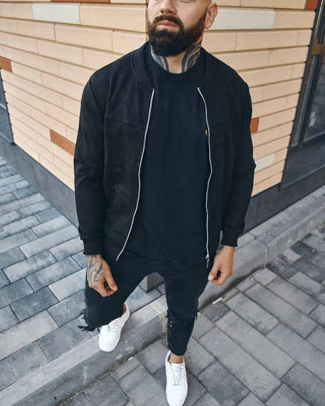 Бомбер замшевий чорний S XL | Зображення 2