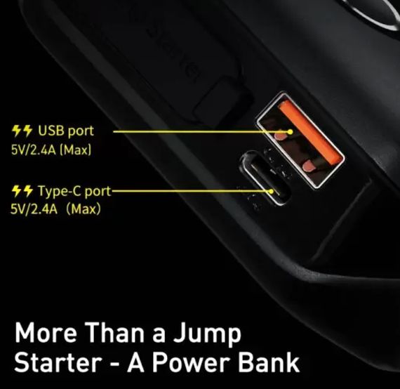 Пускозарядное устройство Бустер Baseus Car Jump Starter 10000mAh CGNL020101 3in1 с функцией Павербанка | Зображення 6