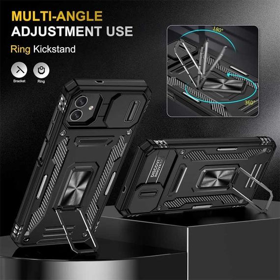 Ударостійкий чохол Camshield Army Ring для Samsung Galaxy A07 Чорний / Black | Зображення 1