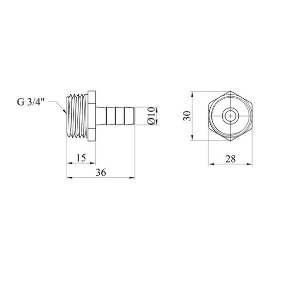 Штуцер Karro 3/4" РЗ, D=10 мм нікельований KR-821 | Зображення 1