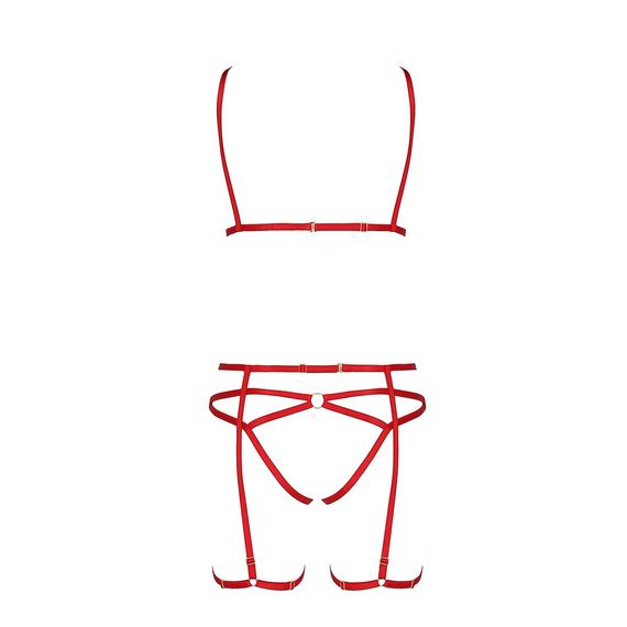 Комплект білизни MAGALI SET OpenBra red - Passion Exclusive: стрепи: ліф, трусики і пояс, L/XL | Зображення 4