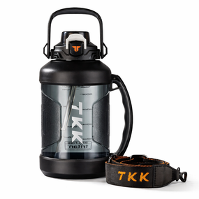 Спортивная бутылка TKK (2000 мл) - Черный матовый Tritan BPA-free, с эргономичной ручкой и клапаном