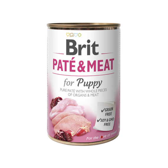 Корм вологий Brit Care Pate and Meat для цуценят з куркою та індичкою 400 г