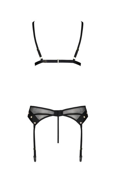 Комплект білизни Passion NESSY SET XXL/XXXL black, бюстгальтер, пояс для панчіх, стрінги | Зображення 3