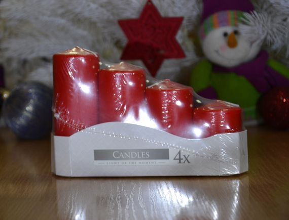 Набір свічок 4 шт. циліндр Bispol AURA Candles Червоні (sw50/4-030) | Зображення 4