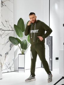 Спортивный костюм мужской из двунитки AleX Модель 2908 Хаки, 44-46