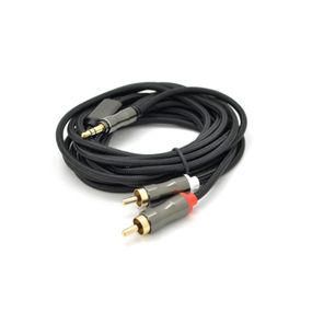 Кабель мультимедийный 3.5mm M to 2xRCA M 3.0m black VEGGIEG (YT-AR2-3)