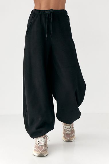 Теплі спортивні штани вільного фасону - чорний цвет, M (є розміри)