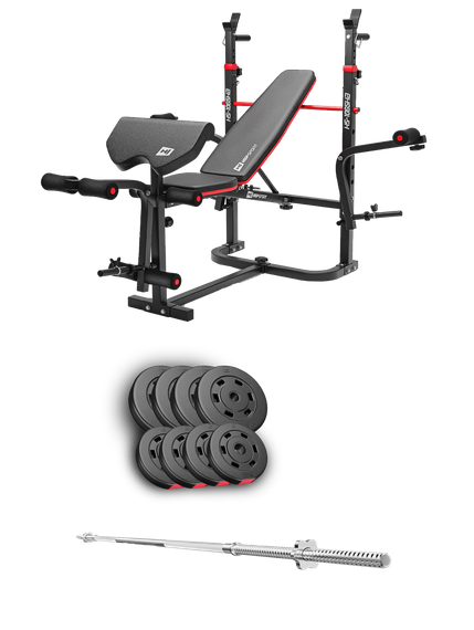 Набір Hop-Sport Premium 39кг з лавою HS-1065HB Pro та штангою