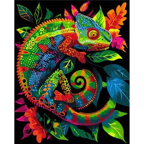 Картина по номерам "Неоновый хамелеон" BSB0023 с флуоресцентными красками 40х50 см