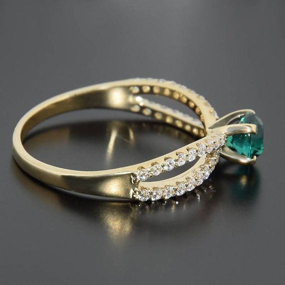 Кольцо из желтого золота с фианитами 16.5 | Зображення 4