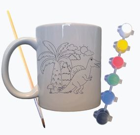 Набір для творчості кружка розмальовка Динозаври 330 мл біла
