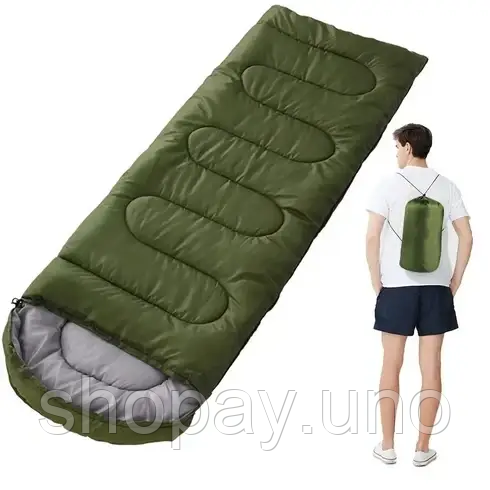 Зимовий спальний мішок ковдру з капюшоном 2,1*0,75 см 400г/м.кв.