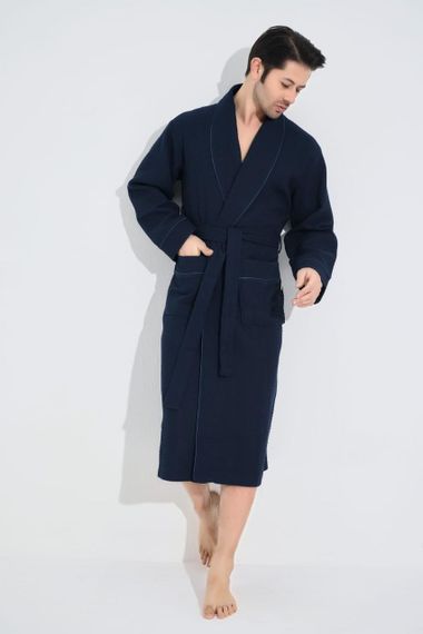 Чоловічий вафельний халат Nusa 22655 синій 4XL | Зображення 1