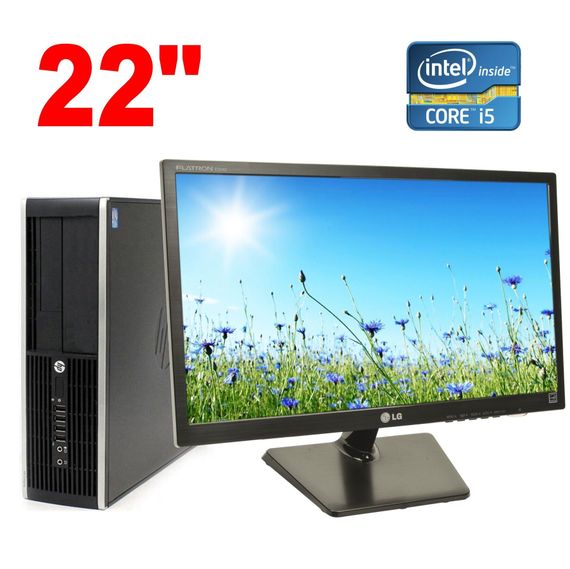 Комплект ПК Б-клас: HP Compaq Pro 6300 SFF / Intel Core i5-3470 (4 ядра по 3,2 - 3,6 ГГц) / 8 ГБ DDR3 / 500 ГБ HDD / Intel HD Graphics 2500 + Монітор LG Flatron E2242C-BN / 22" (1920x1080) TN / 1x VGA / VESA 75x75 б/в