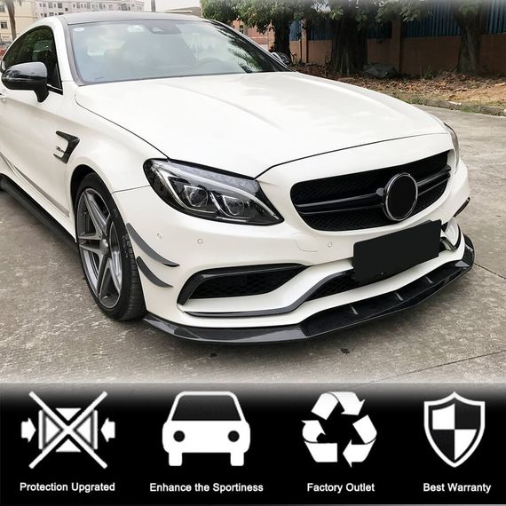 Накладка на передній бампер Lip V3 (для SD C63 AMG 2015-2019, Карбон) для Mercedes C-сlass W205 рр | Зображення 2