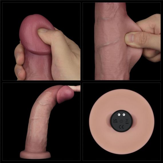 Реалістичний вібратор - Vibrating Sliding Skin Pro II Dual Layer Silicone Dong 9" Flesh Sex Aura | Зображення 7