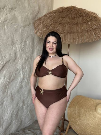 Роздільний коричневий купальник PLUS SIZE з морською зіркою | Зображення 8