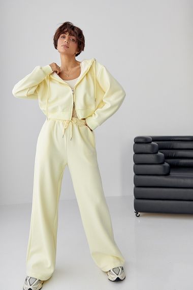 Теплий спортивний костюм з об'ємним написом - лимонний цвет, S/M (є розміри) | Зображення 4