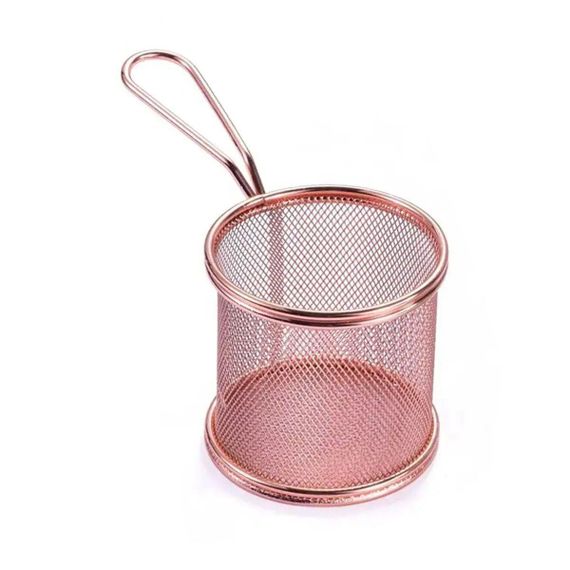 Корзина сервировочная для картофеля фри и снеков 9×9×9 см  Розовая HP-19-5-R