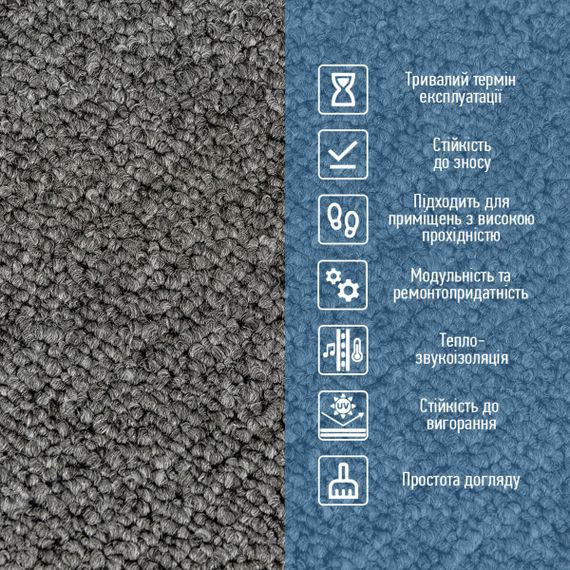 Плитка під ковролін без клейового шару 500х500х3мм Темно-Сірий SW-00002711 | Зображення 3