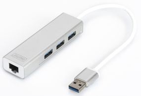 Концентратор-адаптер DIGITUS Gigabit Ethernet USB 3.0, 3xUSB, 1xLAN (DA-70250-1)