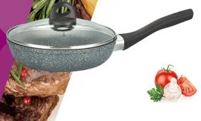 Сковорода  Benson BN-494 24см, h-6,3см, глубокая  мраморная антипригарная  покрытие