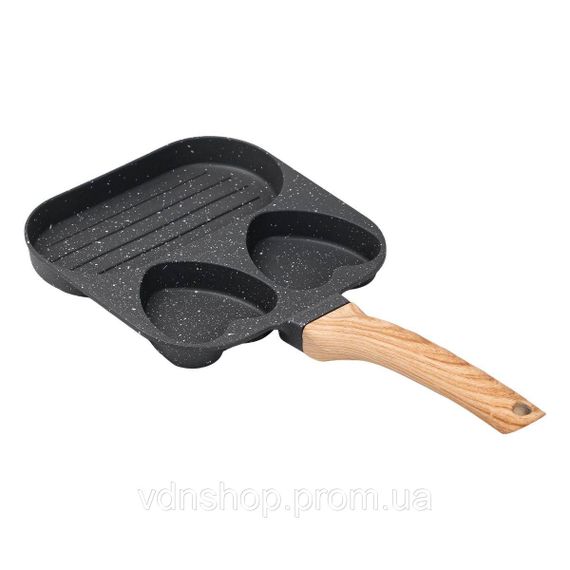 Сковорода квадратна порційна на 3 секції з антипригарним покриттям сіра HP39569C | Зображення 1