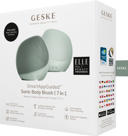 Ультразвуковая щетка для тела и интенсивный пилинг GESKE Sonic Body Brush&Intensive Exfoliator 7в1 starlight, Зеленый | Зображення 7